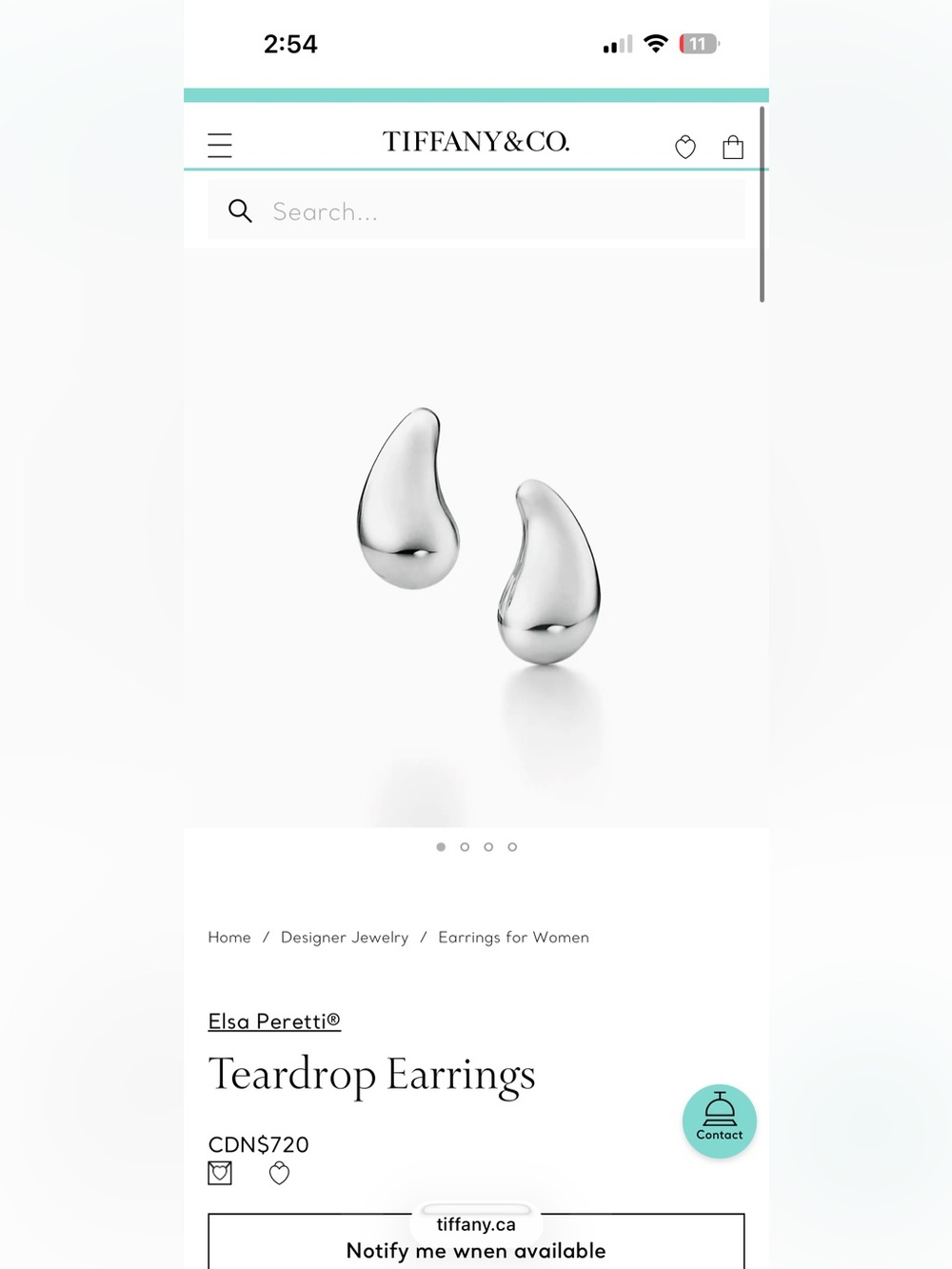 Tiffany & Co. Elsa Peretti Teardrop Earrings in 925 Silver